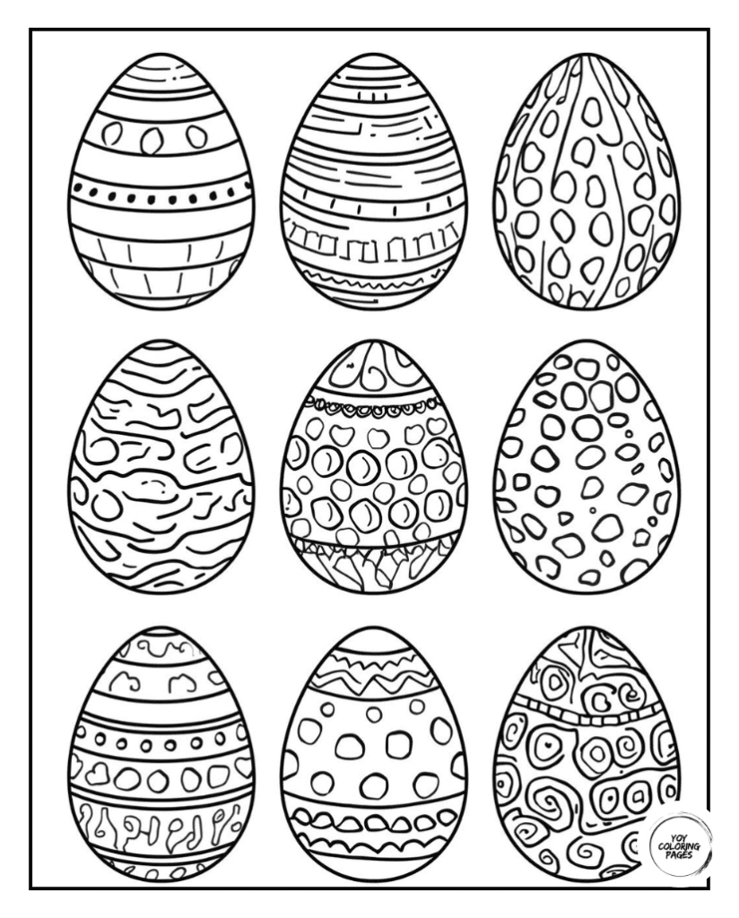 Assorted Easter Egg Coloring Page for kids 