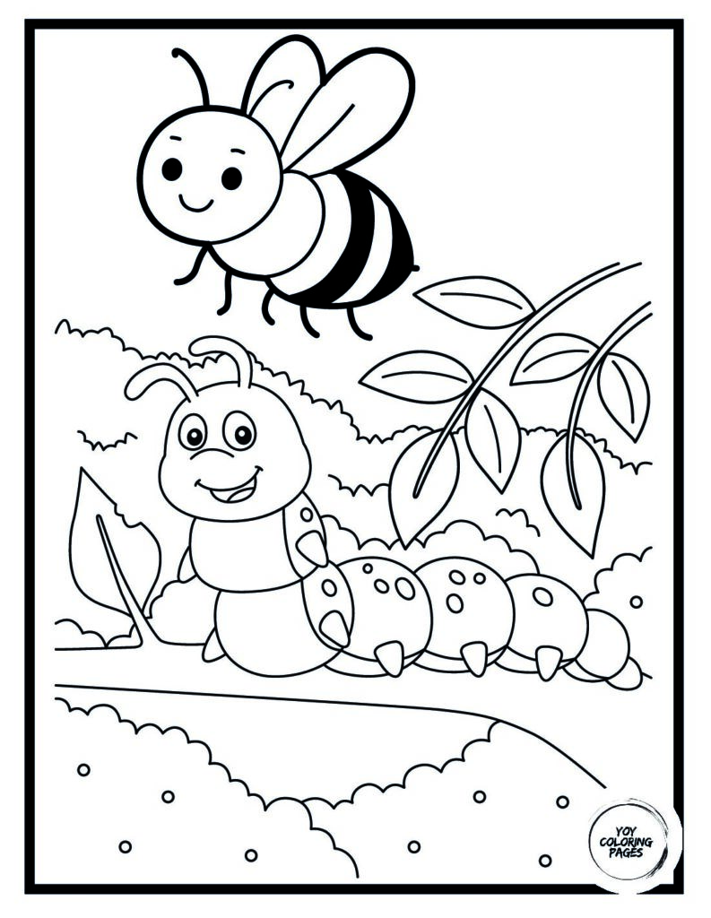 Baby Caterpillar Celebrates Mom Coloring Page for Preschoolers kids pdf