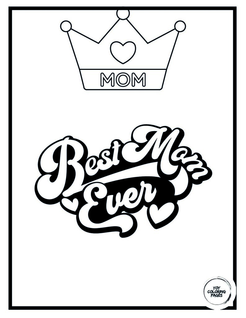 Best Mom Ever Lettering Coloring Page pdf