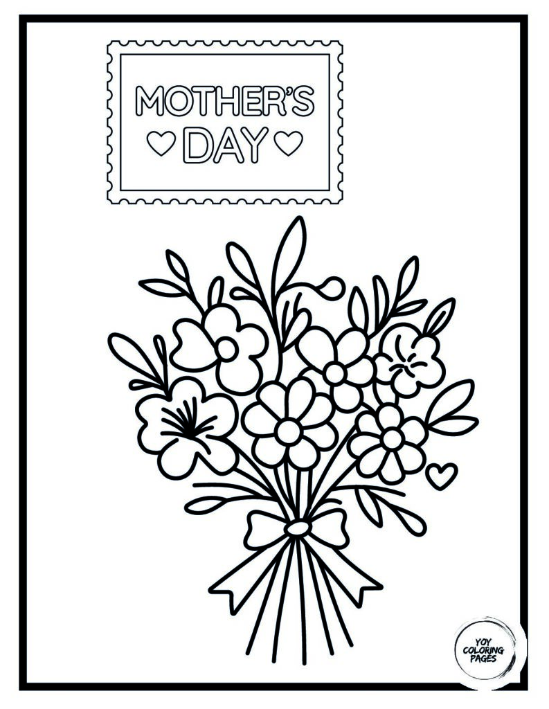Bouquet of Flowers for Mom Coloring Page pdf