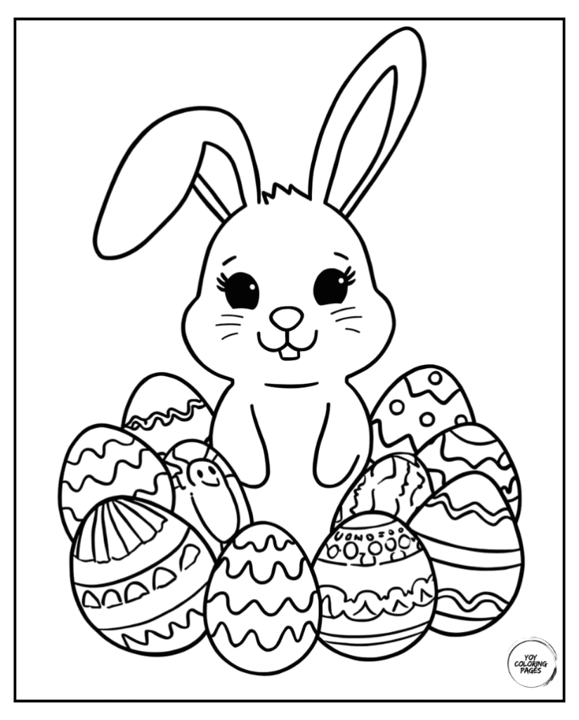 Bunny Themed Easter Egg Coloring Page