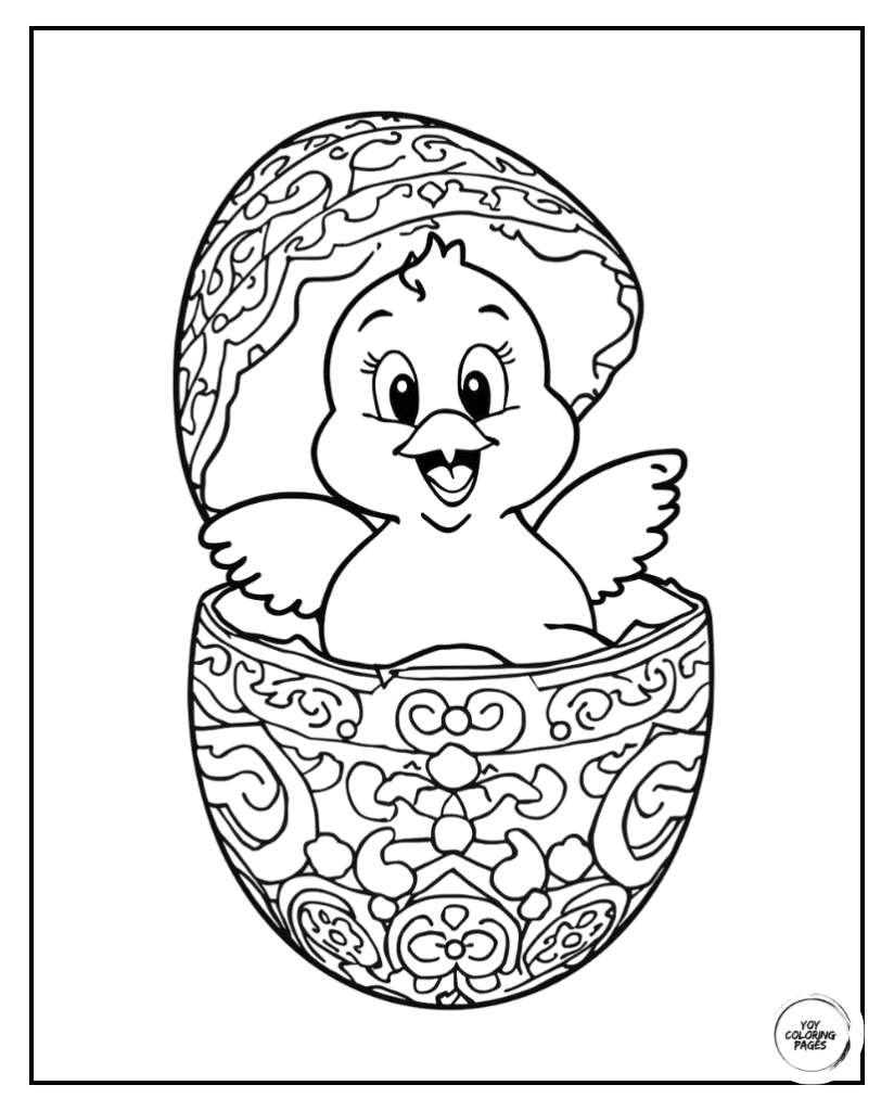 Chick Hatching from Easter Egg Coloring Page