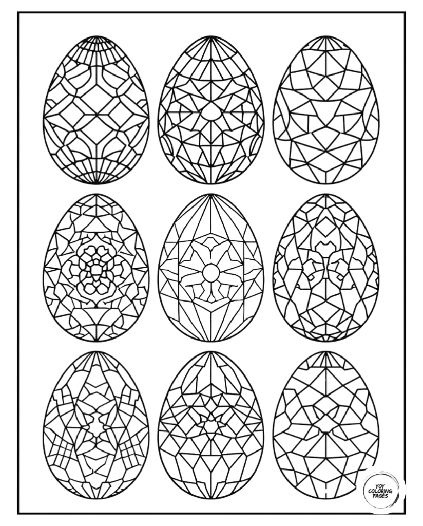 Color Your Own Geometric Easter Eggs Coloring Page for kids