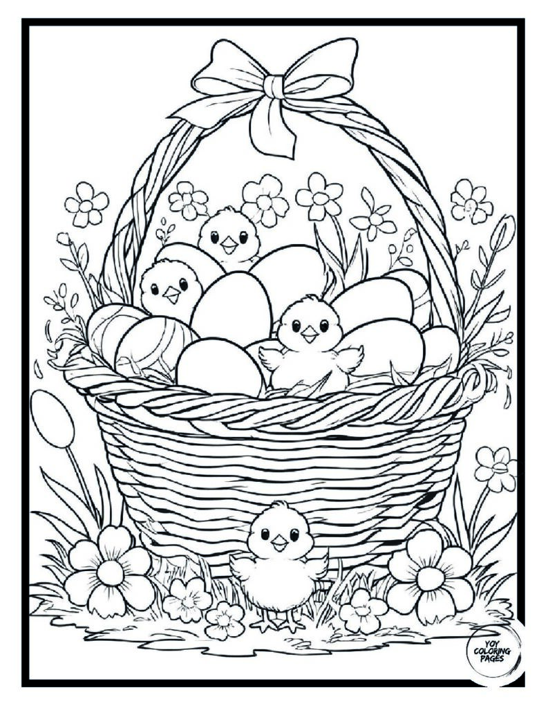 Cute Easter Basket Coloring Page 1 pdf