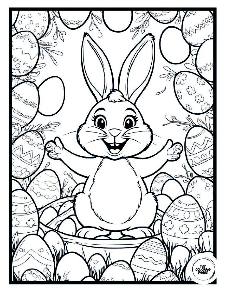 Easter Bunny Sweets and Treats Coloring Page pdf