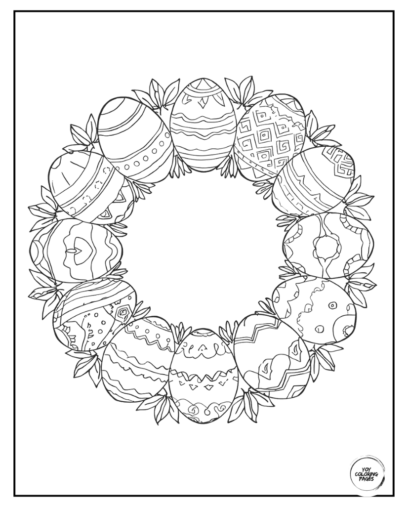 Easter Egg Wreath Coloring Page