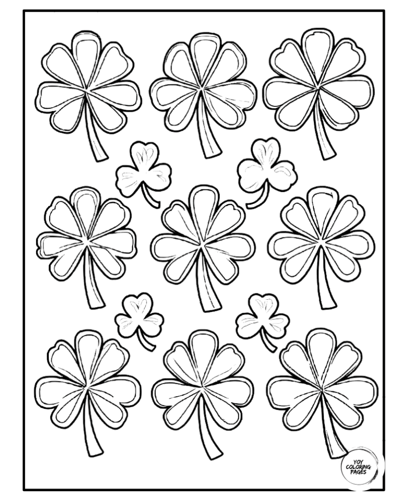 Easy shamrocks coloring page