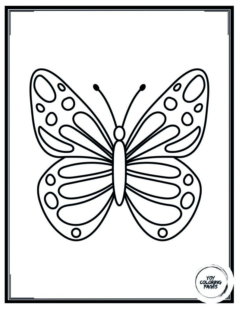 Easy to Color Kawaii Butterfly Coloring Page for Preschoolers 1 pdf