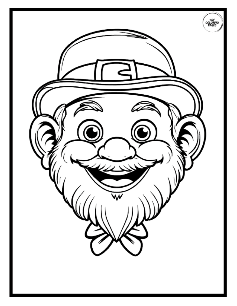 Easy to Color Leprechaun Face Coloring Page for Toddlers 1