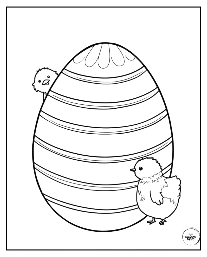 Giant Easter Egg with Chick Coloring Page