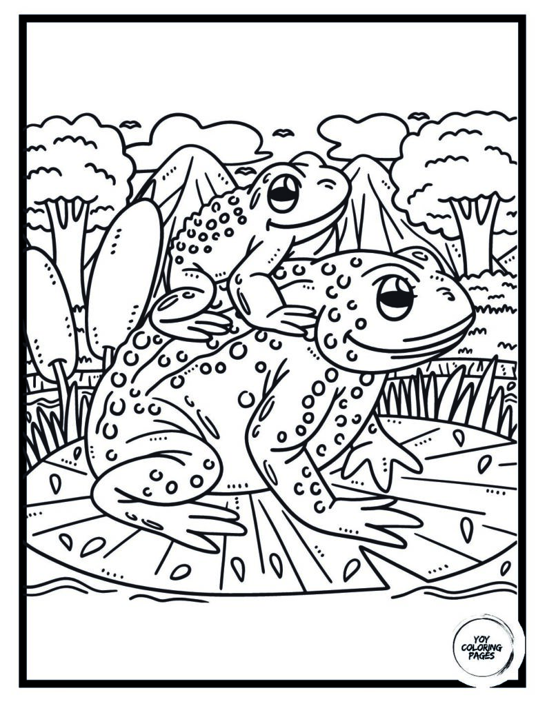 Hoppy Mothers Day Frog Coloring Page for Kids pdf