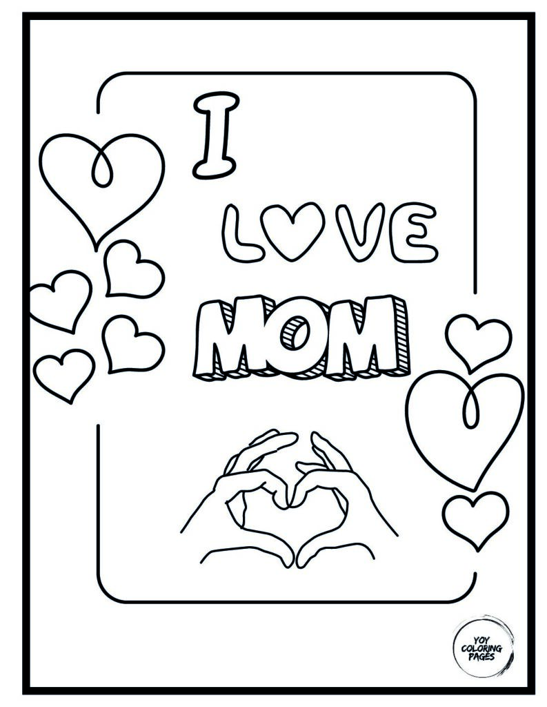 I Love Mom Coloring Page pdf