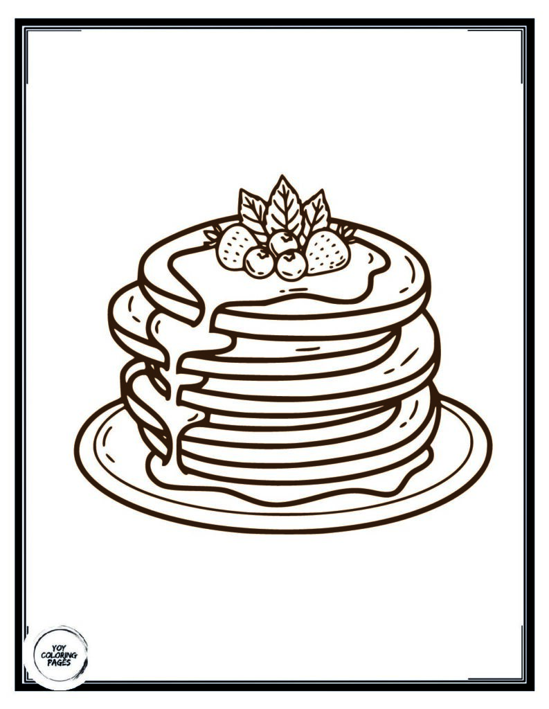 Kawaii Bear Pancake Coloring Page 1 pdf