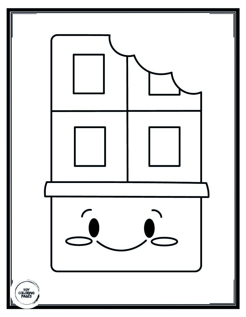 Kawaii Chocolate Bar Coloring Page 1 pdf