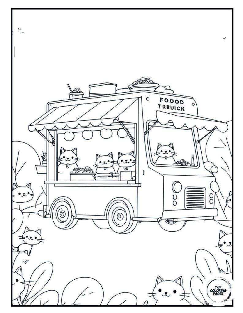 Kawaii Food Truck with Cats Page 1 pdf