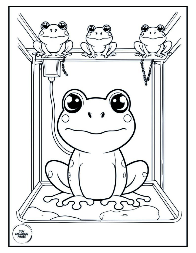 Kawaii Frog Claw Machine Game Coloring Page pdf