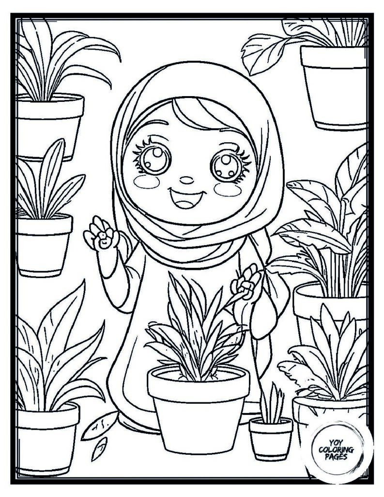Kawaii Plant Coloring Sheet for Kids pdf