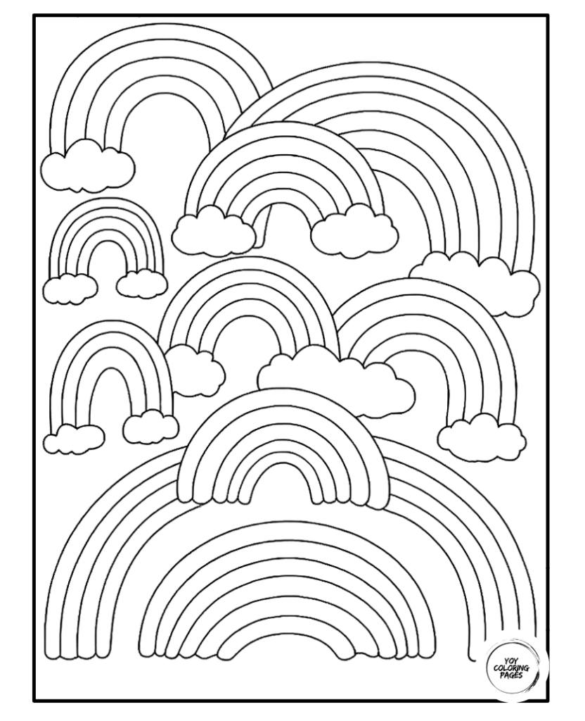 Large rainbows coloring pages
