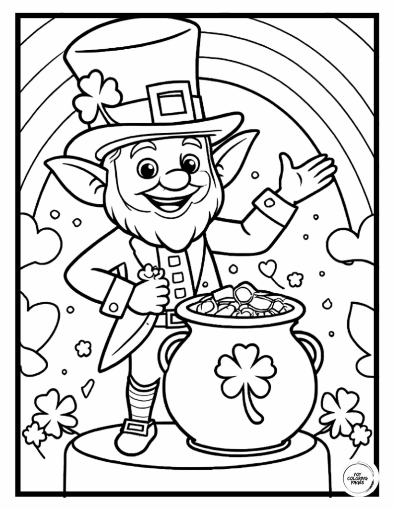Lucky Leprechaun Coloring Page for Kids