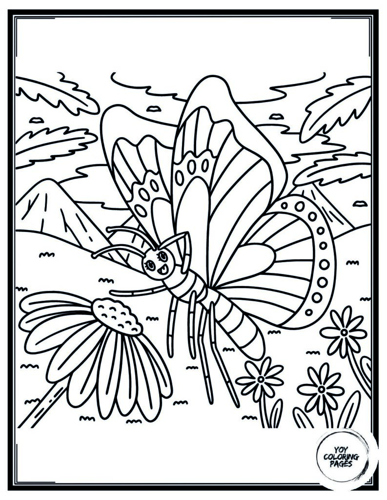 Monarch on a Leaf Coloring Page 1 pdf