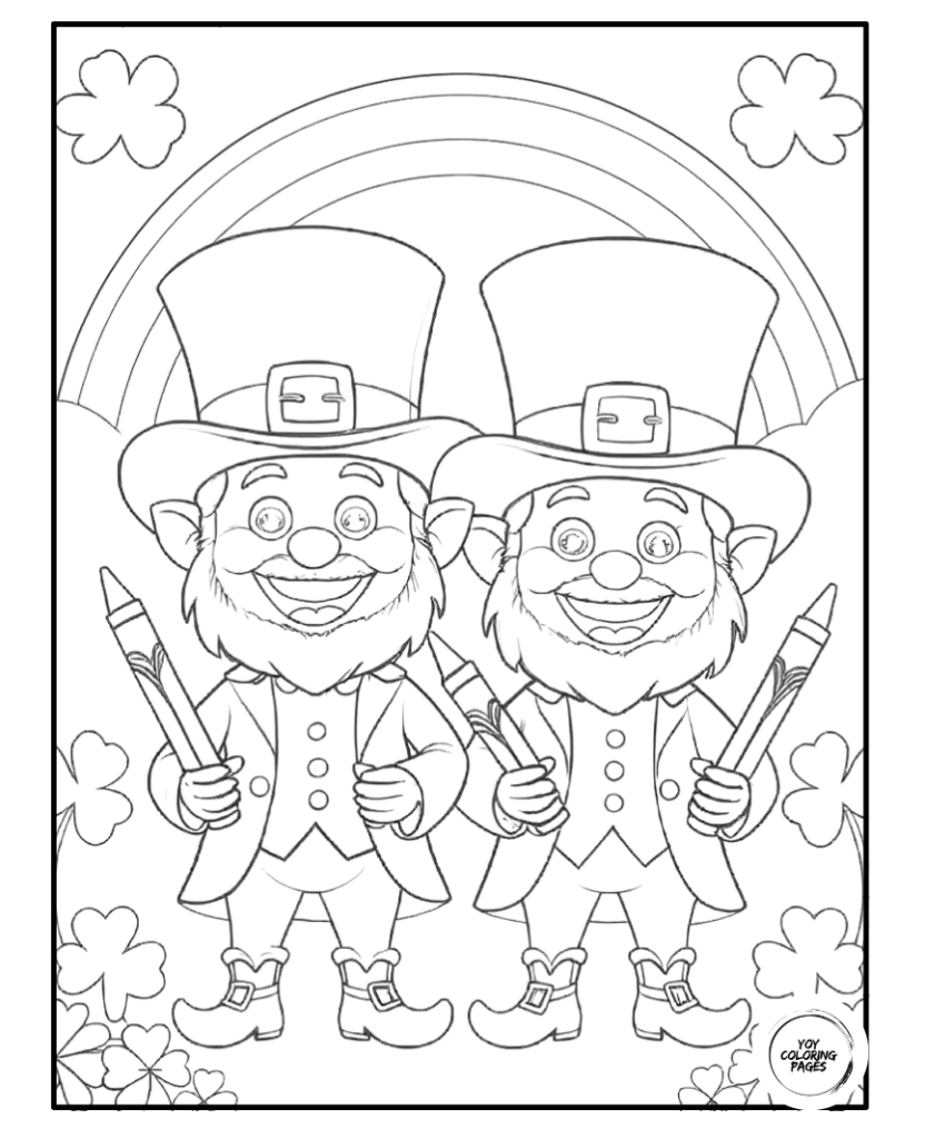 Smiling leprechauns coloring pages