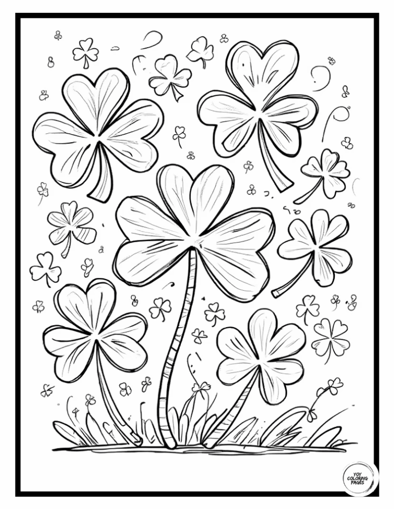 St. Patricks Day Doodle Page with Shamrocks
