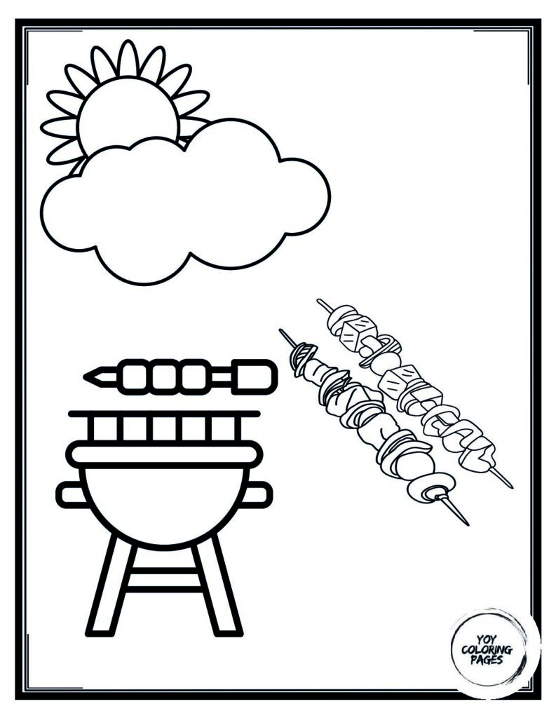 Summer BBQ Cookout Coloring Page 1 pdf