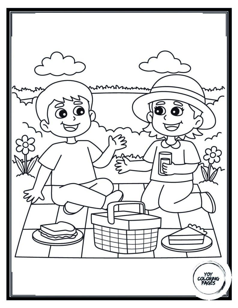 Summer Picnic Coloring Sheet 1 pdf