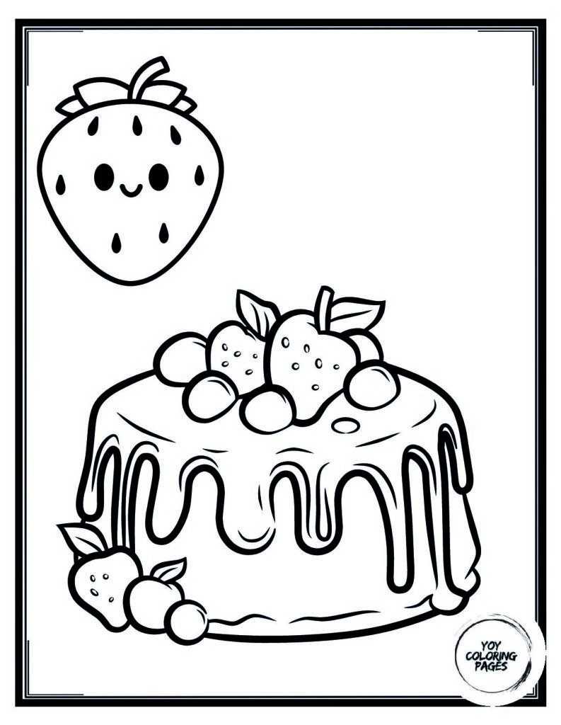 Summer Strawberry Shortcake Coloring Page 1 pdf