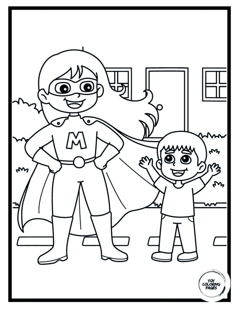 Supermum Coloring Page for Kids pdf