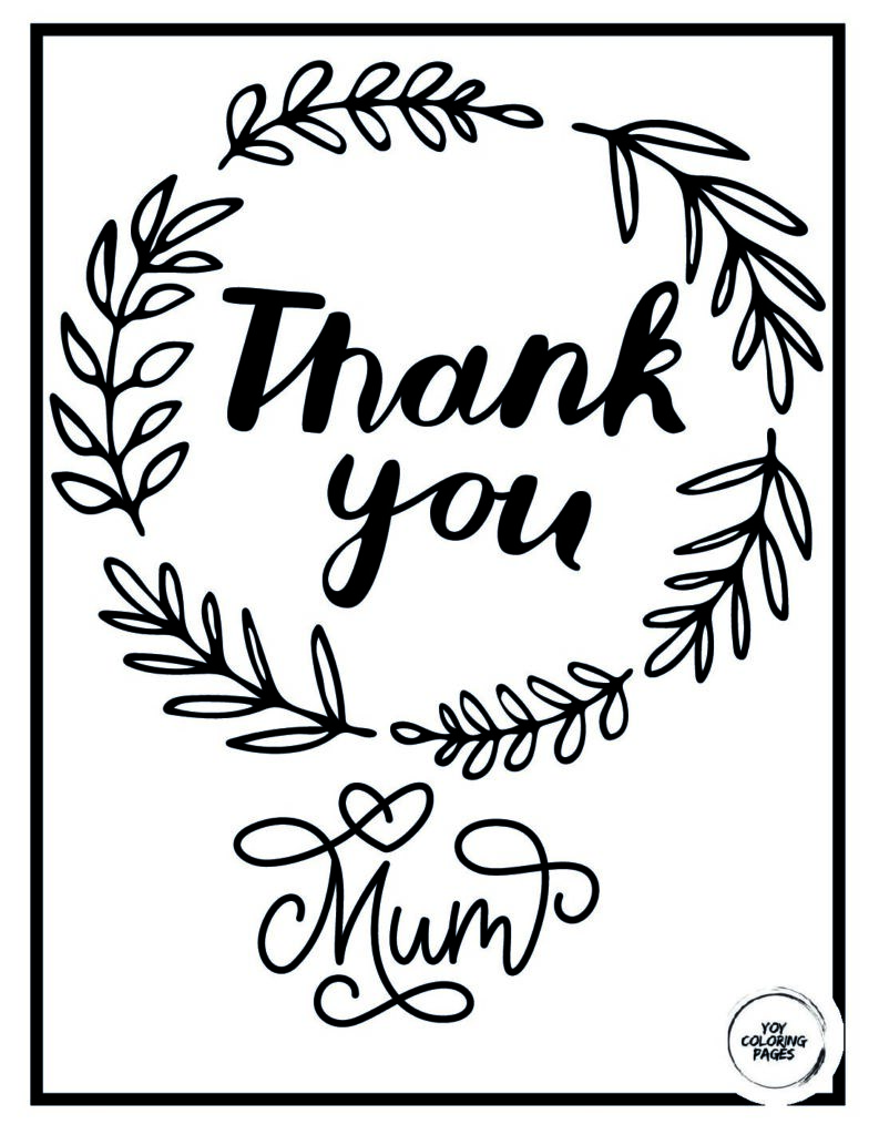 Thank you Mum Flower Pot coloring page pdf