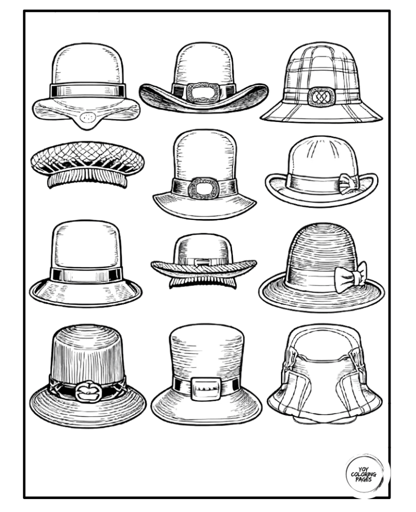 Traditional Irish hats coloring pages