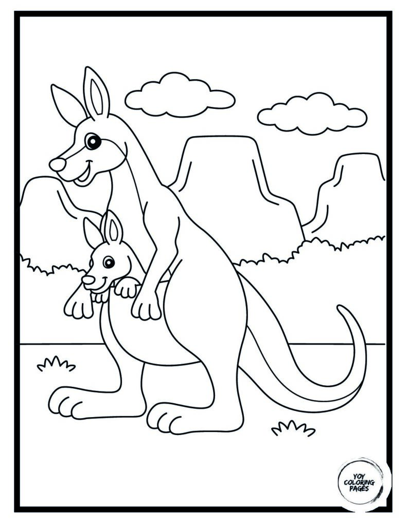 cute animals with baby coloring page pdf