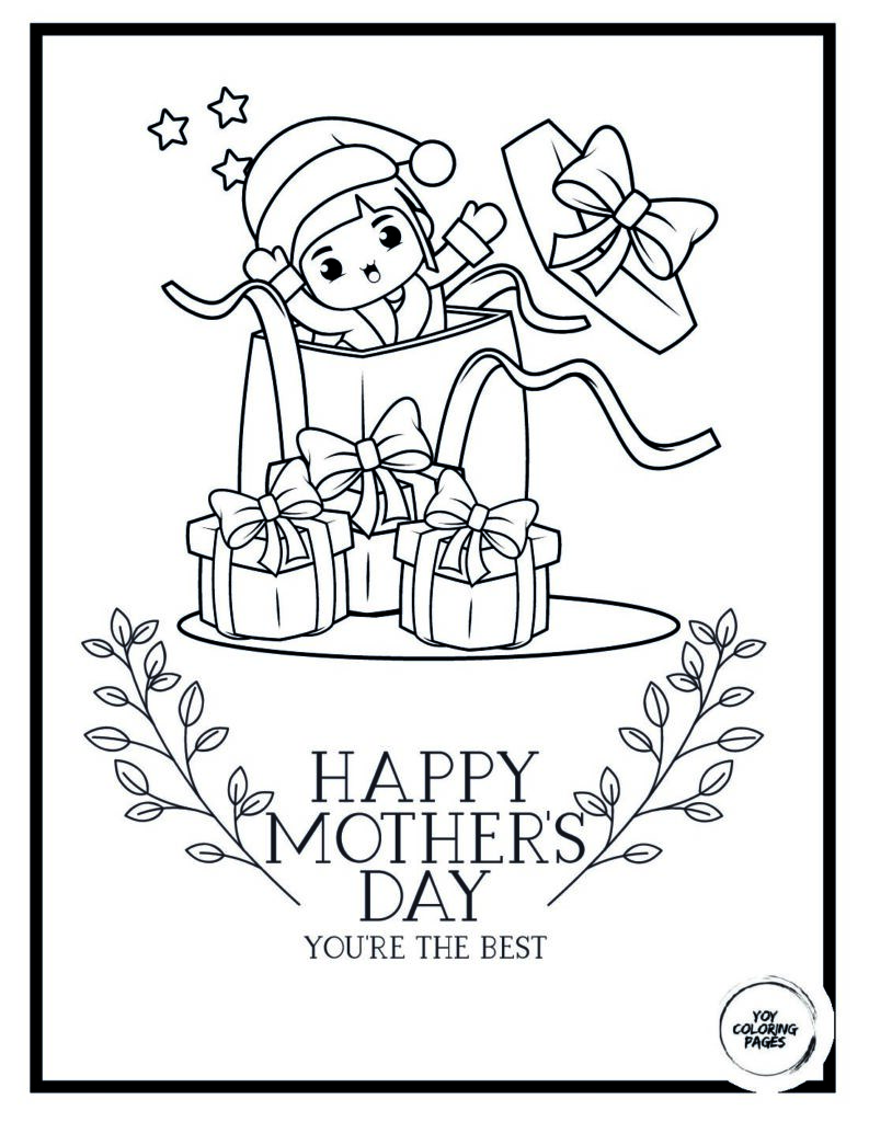 floral patterns with happy mother day messages coloring page pdf