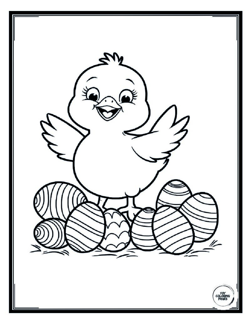 very simple Chick and Easter Egg Coloring Page for Kids2 2 pdf