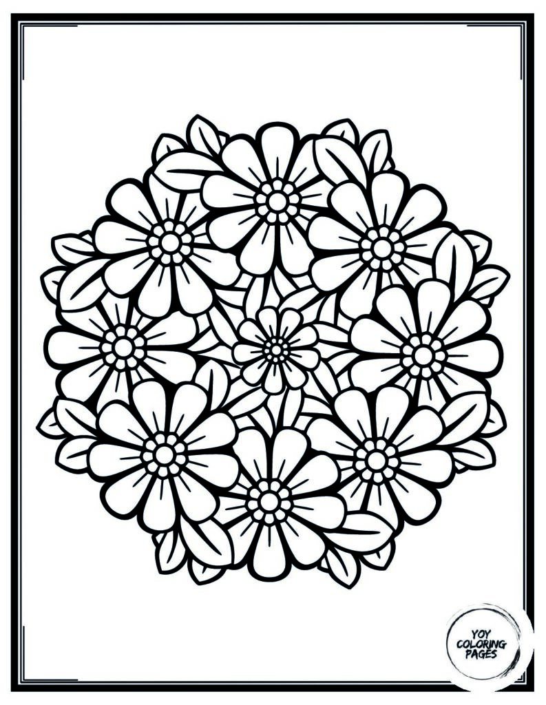 Aesthetic Floral design coloring page 3 pdf