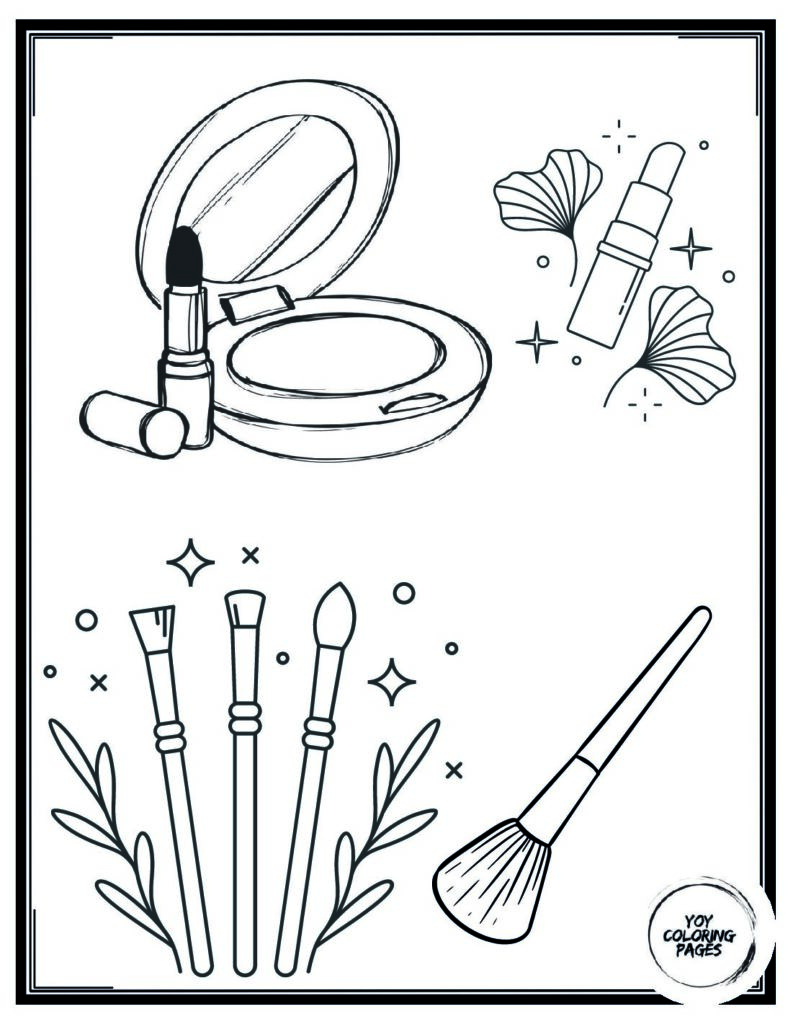 Aesthetic Makeup and Cosmetics Coloring Sheet 1 pdf