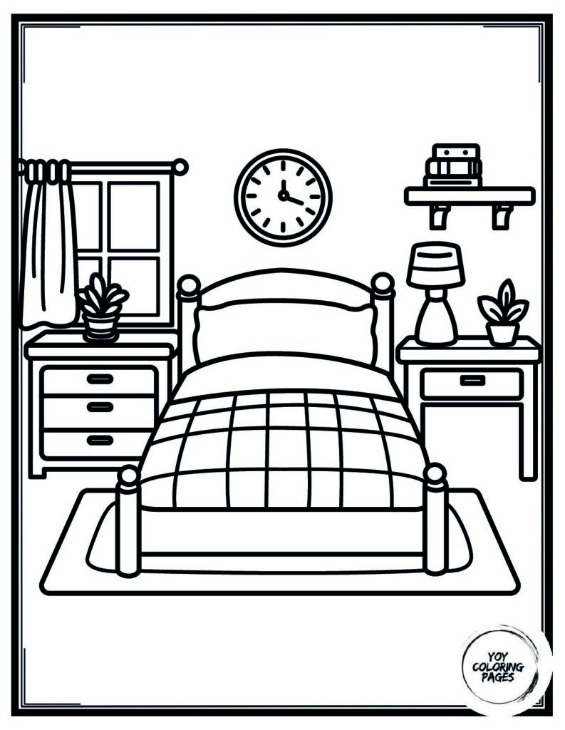 Aesthetic Relaxing Boho Bedroom Coloring Page for Adults 1 1 1 pdf