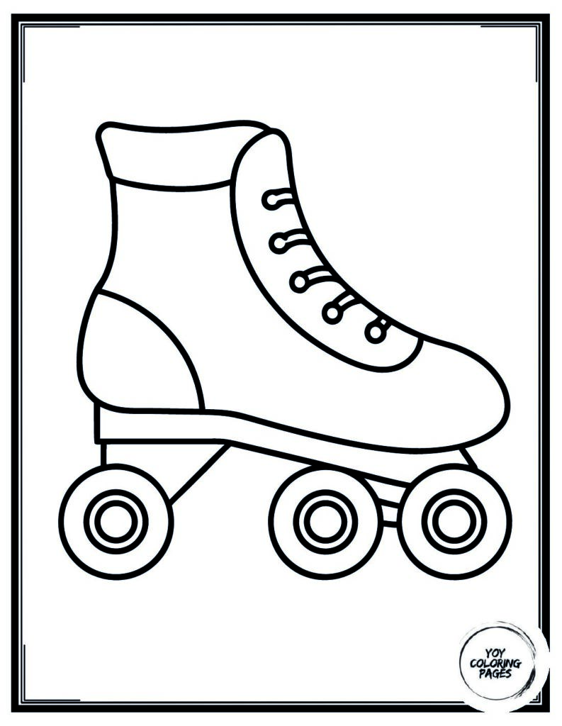 Aesthetic Roller Skates with Flowers Coloring Page 1 pdf