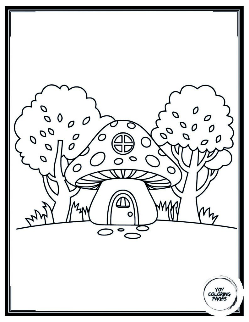 Aesthetic cozy mushrooms coloring page 1 pdf