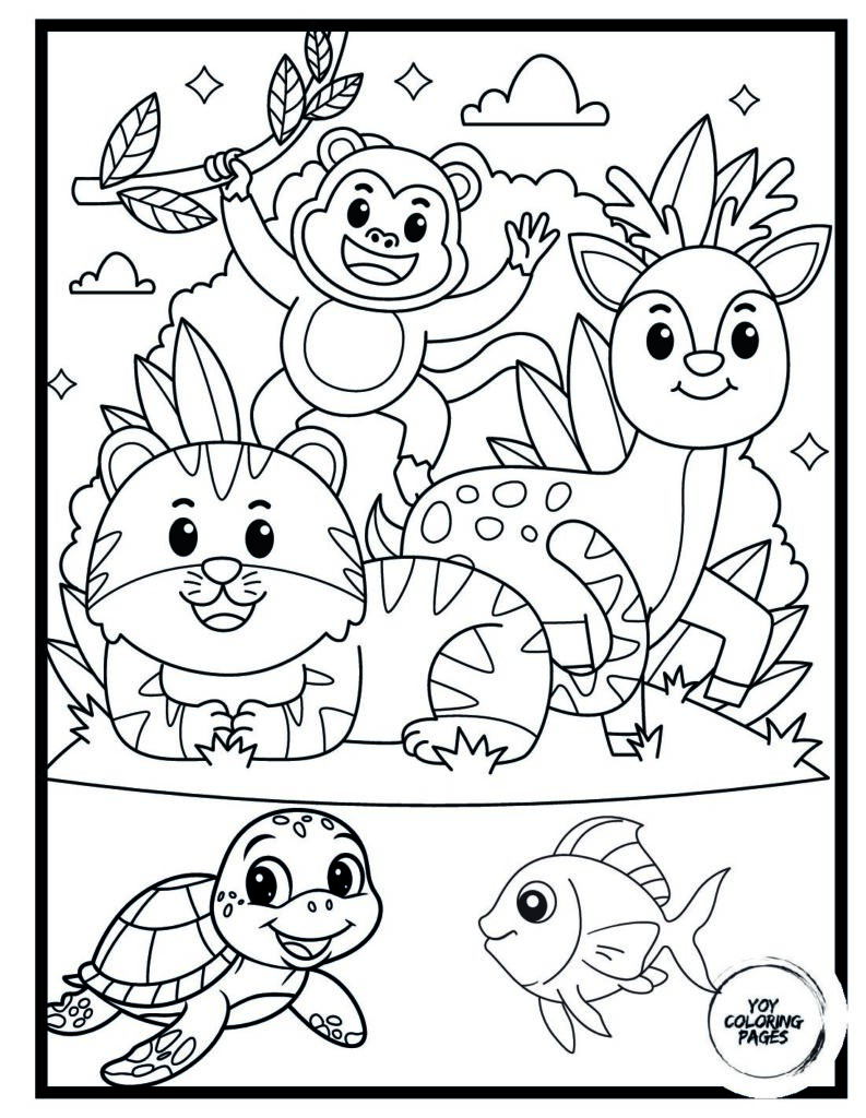 Animals Themed Coloring Page pdf