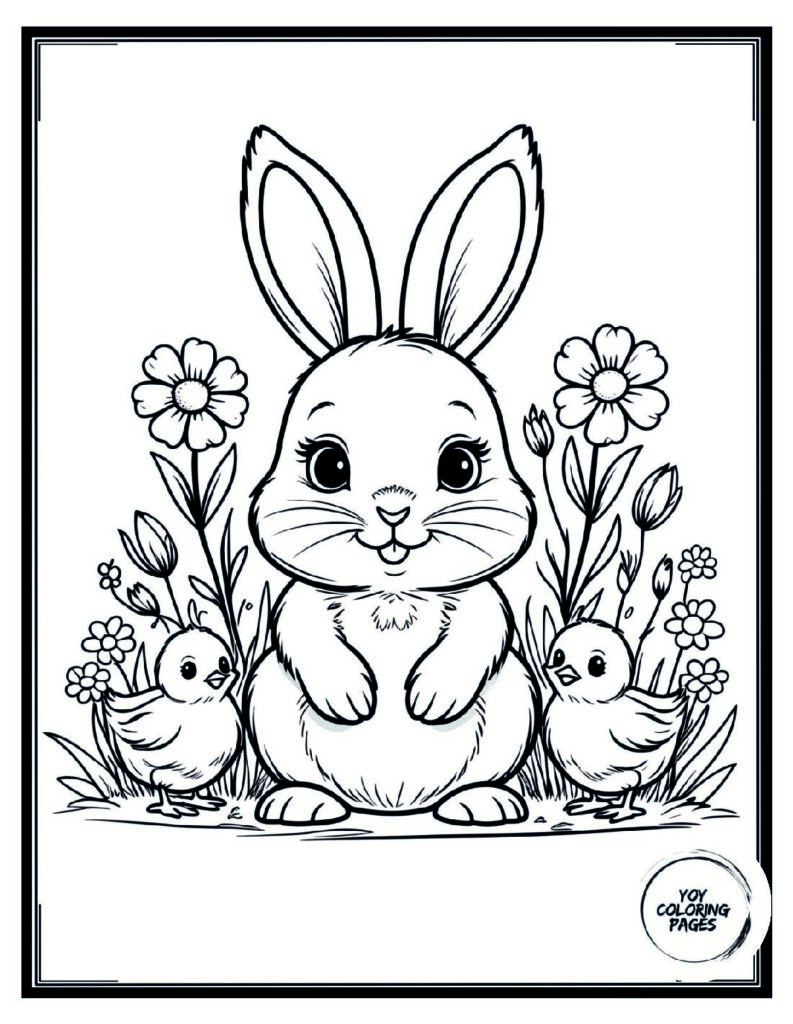 Baby Bunny with Chicks and Flowers 1 pdf