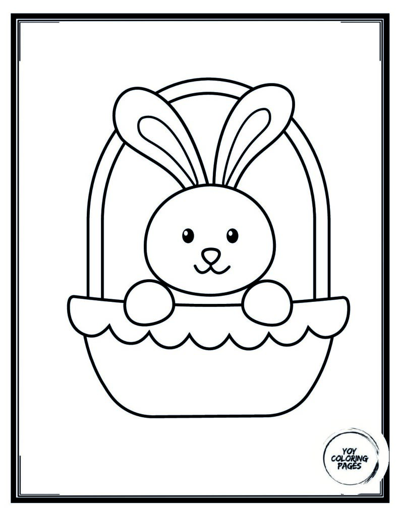 Bunny in an Easter Basket coloring page pdf