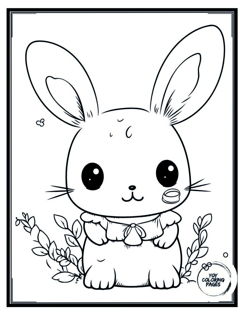 Bunny with Happy Easter Sign Coloring Page pdf