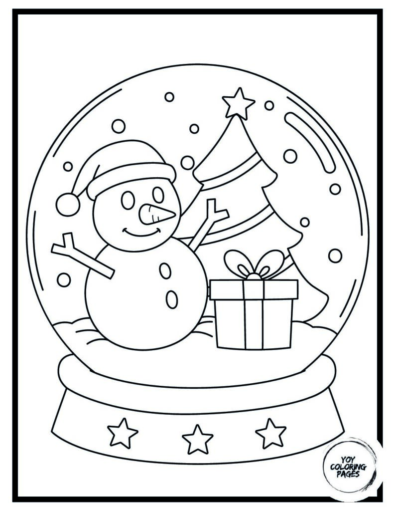 Christmas Tree Snow Globe Coloring Page pdf