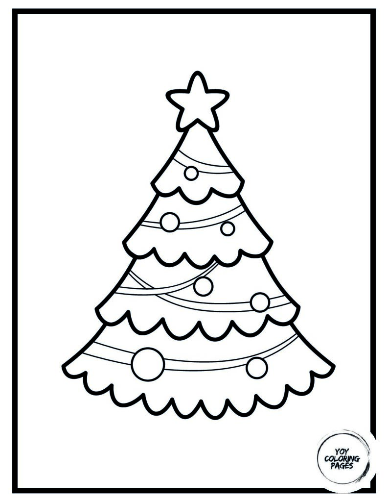 Christmas Tree with Bows Coloring Page pdf
