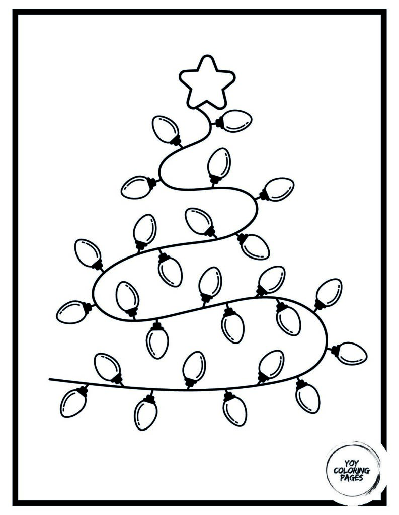 Christmas Tree with Lights Coloring Page pdf
