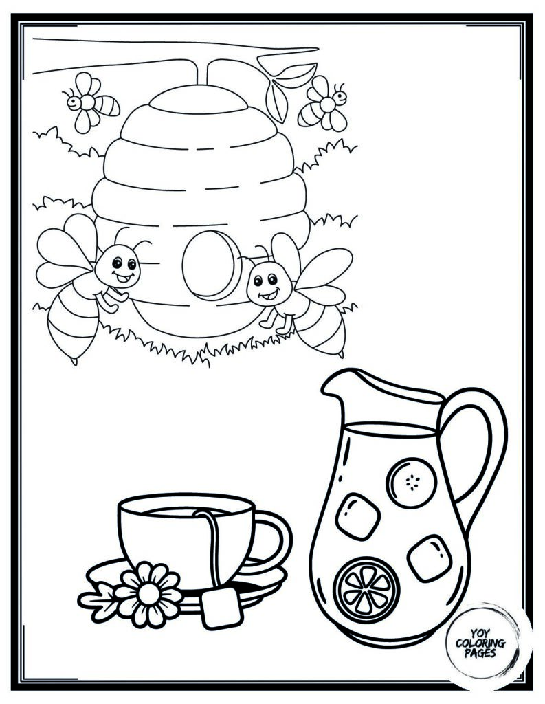 Cozy Orange Tea and Honey Coloring Page 1 pdf