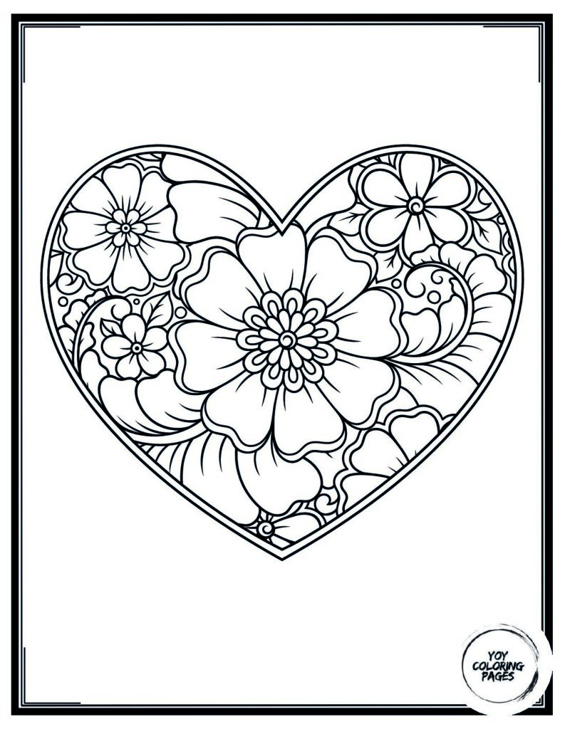 Cute Aesthetic Heart Coloring Page 1 pdf