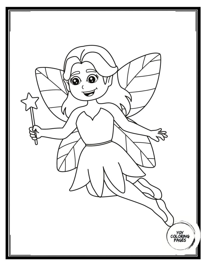 Cute Fairy Ballerina with Magic Wand Coloring Sheet 1 pdf